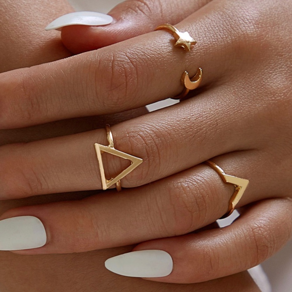 3pc Unique Moon & Star Rings